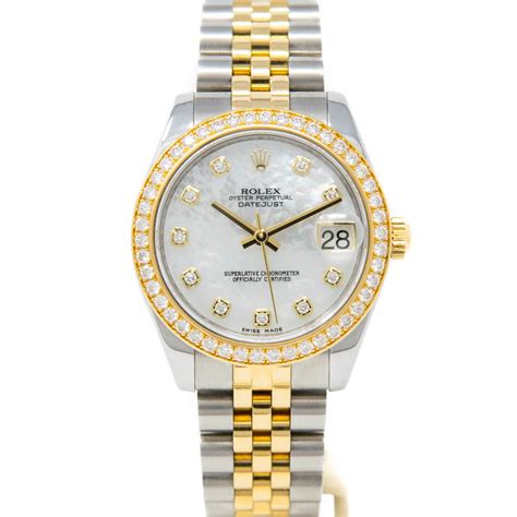 mother of pearl rolex face|ladies Datejust diamond bezel.